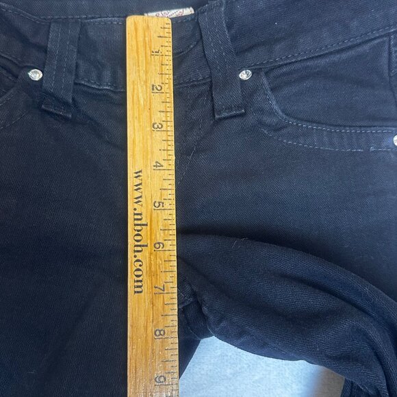 True Religion Womens Black Jeans Denim Flare Jeans Raw Hem Sz 26 Disco Becky - Picture 5 of 12